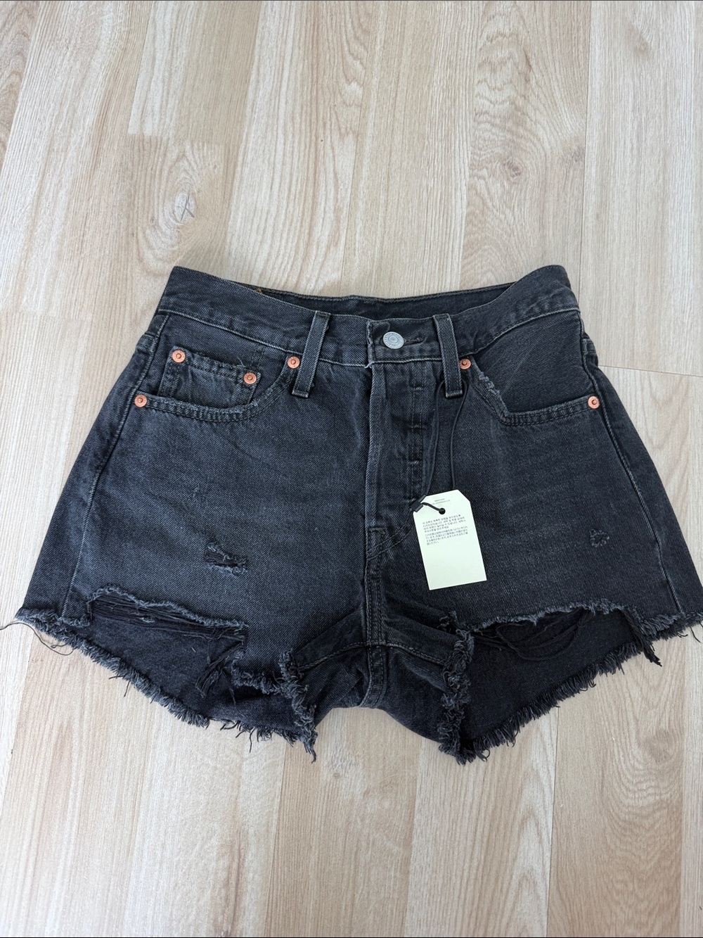 Levi's Black Distressed High-Rise Jean Shorts